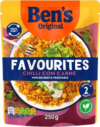 Bens Original Favourites Chilli con Carne Minced Beef and Vegetable Microwave Meal 250g image