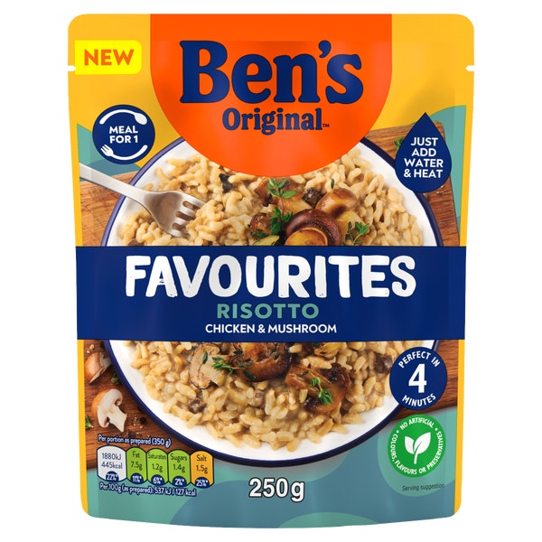 Bens Original Favourites Risotto Chicken and Mushroom Microwave Rice Meal 250g