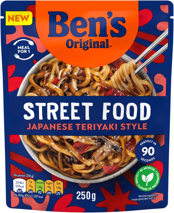 Bens Original Street Food Japanese Teriyaki Sauce Noodles Ready Meal 250g