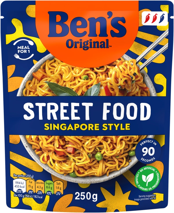 Bens Original Street Food Singapore Noodles Ready Meal 250g