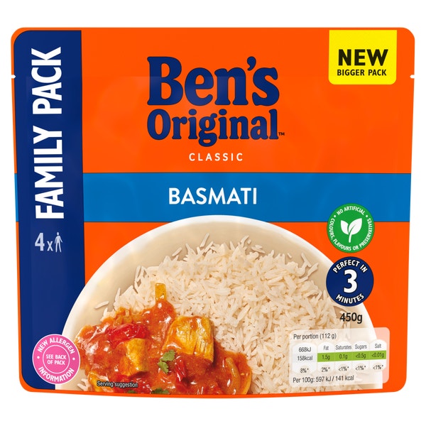 Bens Original Basmati Microwave Rice Family Pack 450g