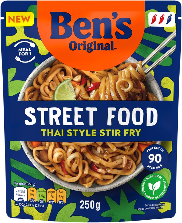 Bens Original Street Food Thai Stir Fry Noodles Ready Meal 250g