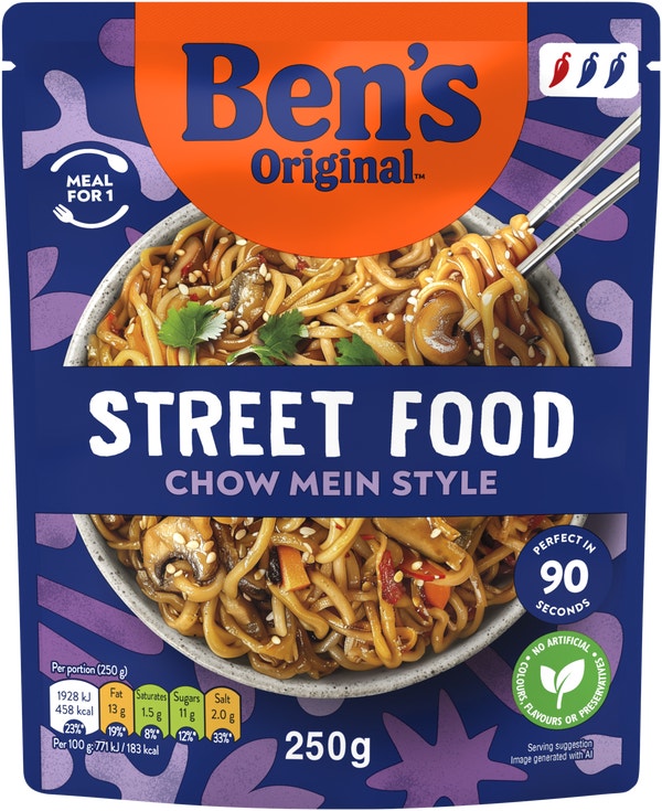 Bens Original Street Food Chinese Chow Mein Noodles Ready Meal 250g