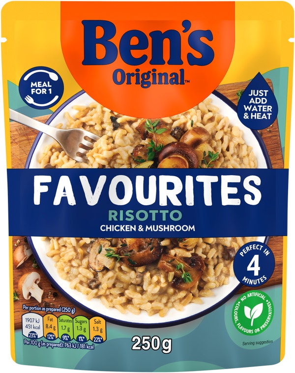 Bens Original Favourites Risotto Chicken and Mushroom Microwave Rice Meal 250g