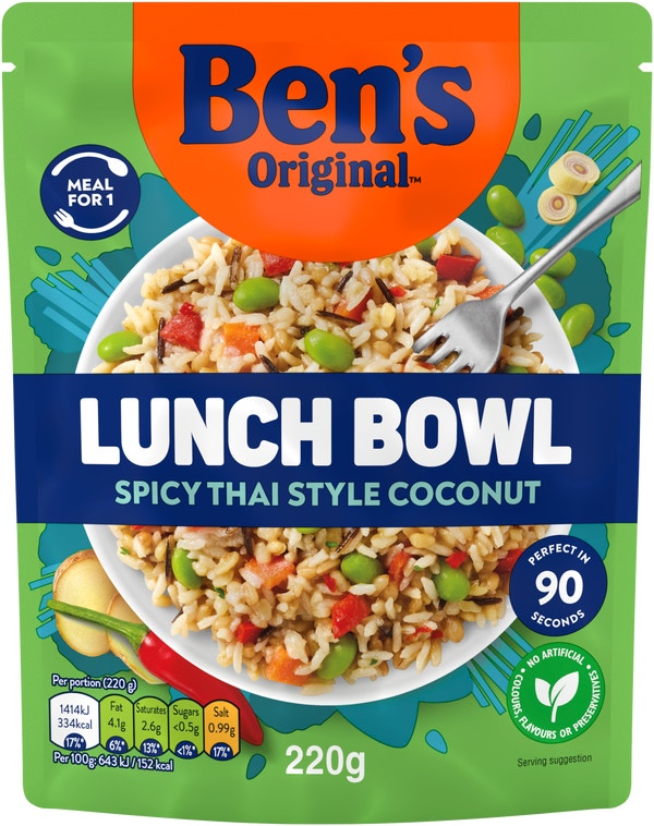 Bens Original Lunch Bowl Spicy Thai Coconut Grains and Rice 220g